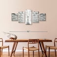 thumbnail image 3 of Elephant Stock Pearl White Peacock Wall Art - Horizontal Multi Panel Canvas - 5 Pieceliving Room Wall Decor - Photography Animal Multi Panel - White And Black Decor - 80" x 36", 3 of 8