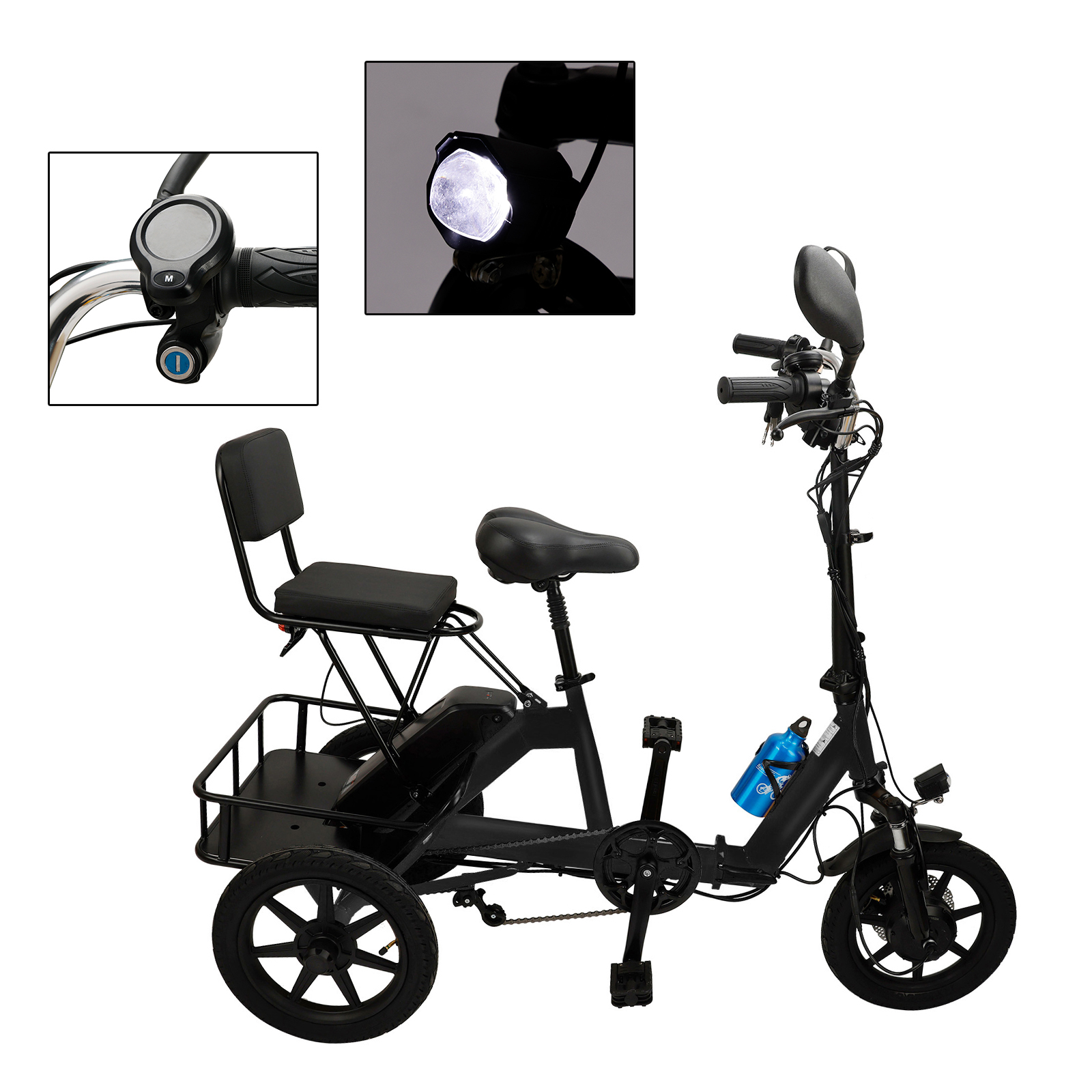 Three Wheel Electric Trike for Adults 3 Wheel Motorized Folding Tricycle E-Bike