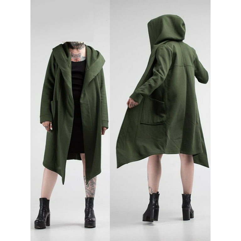 Men Women Long Hooded Jacket Overcoat Hip Hop Sweatshirt Cardigan Outwear  Cloak Trench Coats