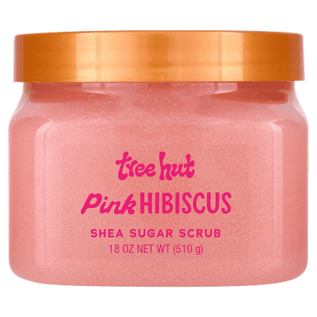Tree Hut Body Scrub, Shea Sugar Hydrating Exfoliator for Softer, Smoother Skin, Pink Hibiscus, 18 oz