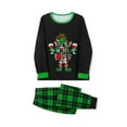 thumbnail image 4 of Elippeo Family Matching Christmas Pajamas, Baby Romper/Letter Green Elf Pattern Long Sleeve Tops and Plaid Pants Sleepwear Set, 4 of 10