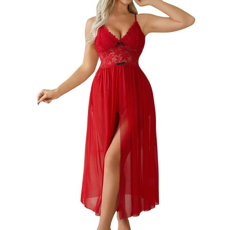 Midwennn Fashion Sexy Lace Underwear Underwear Chiffon Mesh Nightdress Sheer Panties for Women Ruffle