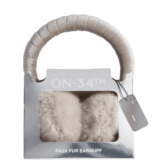 On 34th Women’s Faux-Fur Earmuffs – Silver Edition (Boxed Gift)