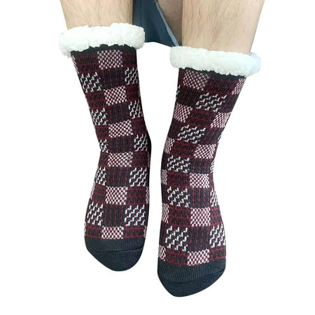 

RPVATI Women Thick Warm Socks Plaid Fluffy Fuzzy Slipper Socks for Women