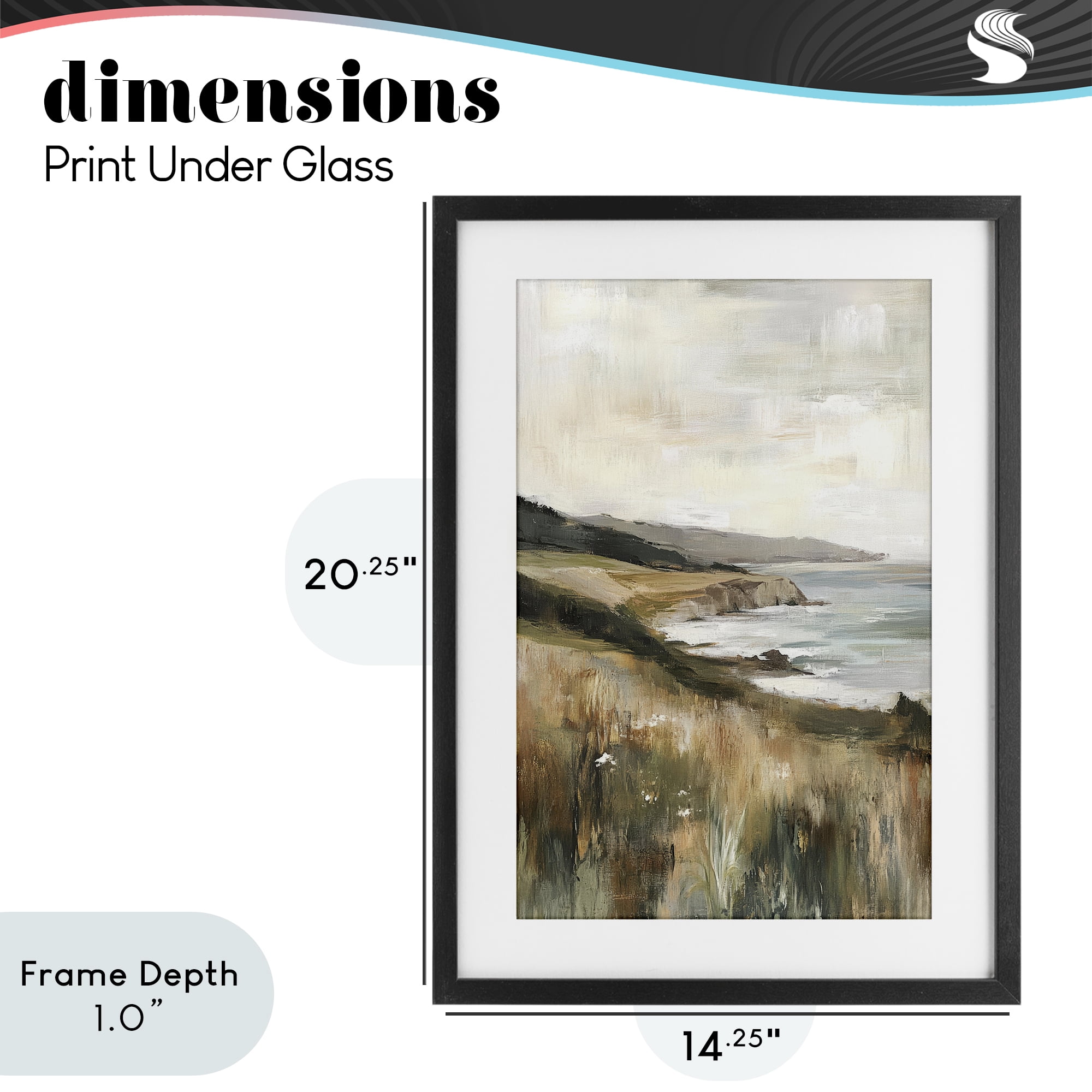 Stupell Industries Northern Coast Cliffside Black Framed Print Under Glass, design by Petal Prints Design