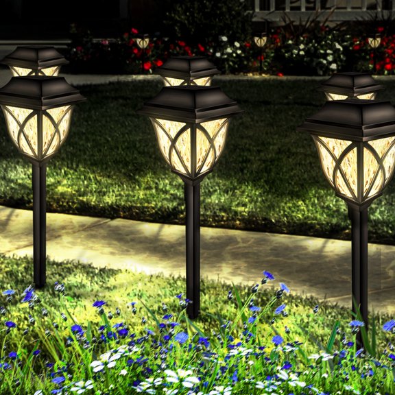 WeGuard - 6 Luces Solares para Caminos de Jardín, Césped, Pasarelas, Patios, Impermeables, para Exteriores, Color Blanco Cálido