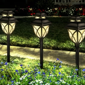 ABLEGRID 6 Pcs Solar Pathway Light for Lawn Garden Walkway Yard Path Lights Waterproof Outdoor  Warm White