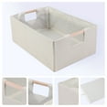 thumbnail image 2 of REGALWOVEN Foldable Storage Basket with Wood Handles, Fabric Storage Bin for Shelves Closets Beige 13.4*9.1*5.9, 2 of 6