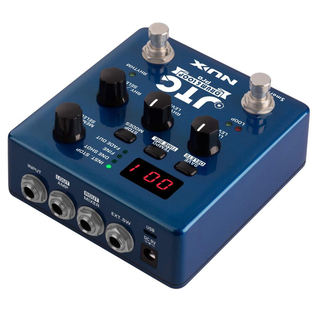 NUX JTC PRO Drum Loop PRO Dual Switch Looper Pedal 6 hours recording time  24-bit and 44.1 kHz sample rate