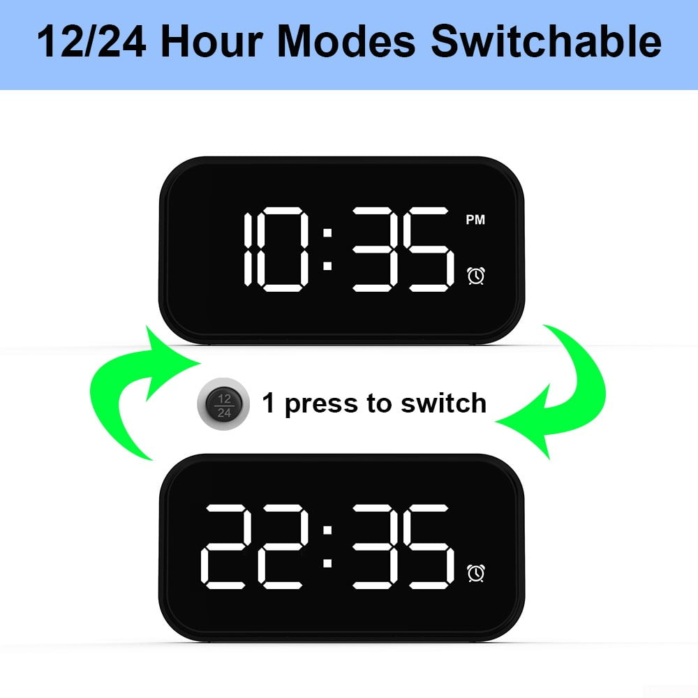12/24H Alarm Clock for Bedroom Digital Alarm Clock, 5Inch LED Screen