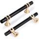 thumbnail image 1 of Set of 6 T-shaped Cabinet Door Handles 96mm, Modern Zinc Alloy Kitchen Furniture Handle for Bedroom Offices Drawer Included Black Screws with Gold Bas, 1 of 4