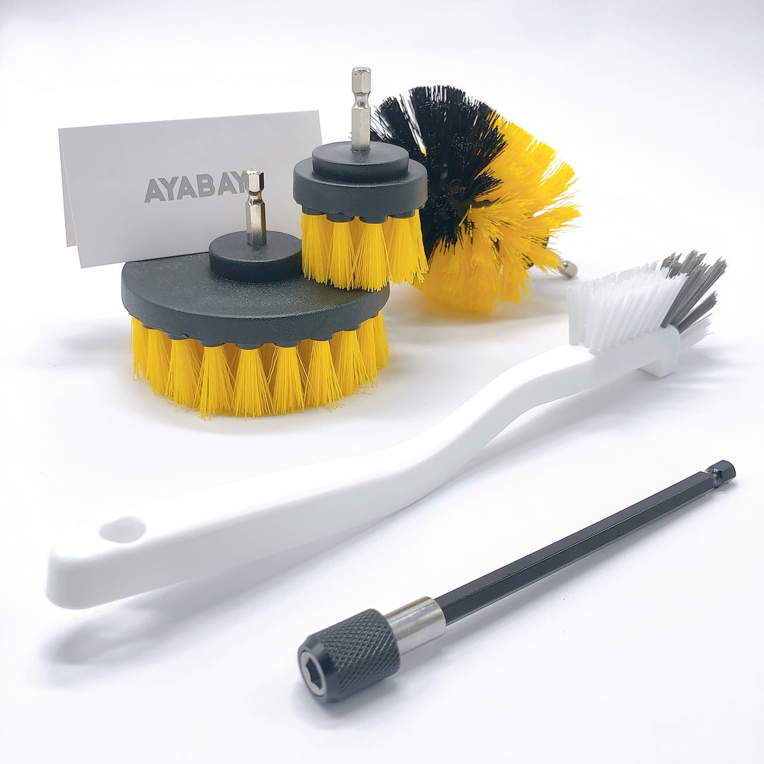 Clean Gear Drill Scrub 5" Brush Set - Upholstery, Stairs, Grout & More