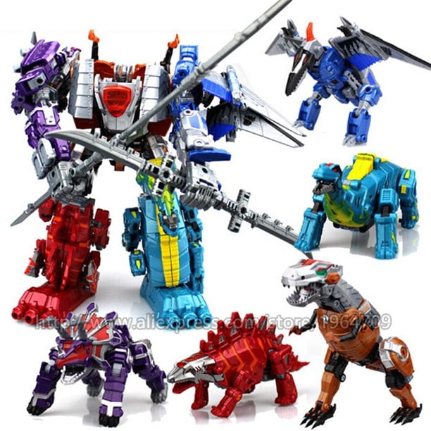 JIN JIANG-Figuras de acción de Anime 5 en 1 para niños, juguetes de TransFormers Devastator de 32CM, modelo de avión KO, dinosaurio, dragón, Robot