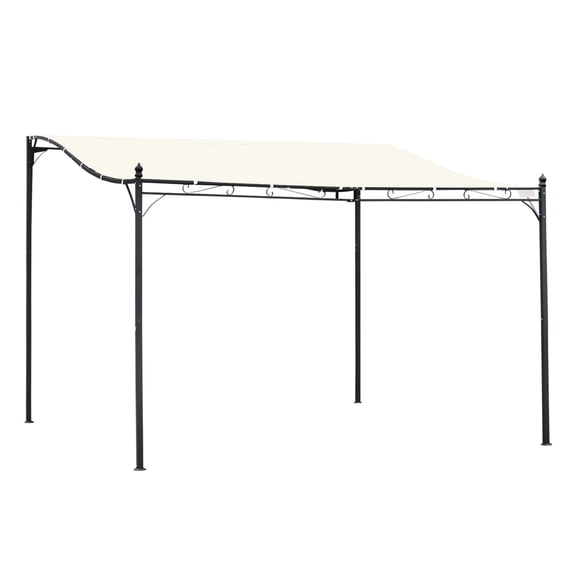 10x13 Steel Outdoor Pergola Gazebo with Weather-Resistant Canopy and Drainage Holes for Backyard Patio Deck Garden, Cream White