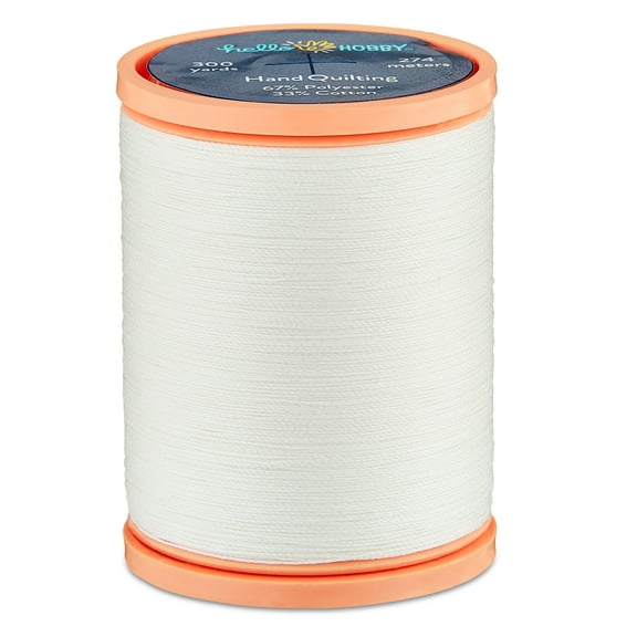 Hello Hobby Off-White 67% Polyester 33% Cotton Hand Quilting Thread, 300 Yards