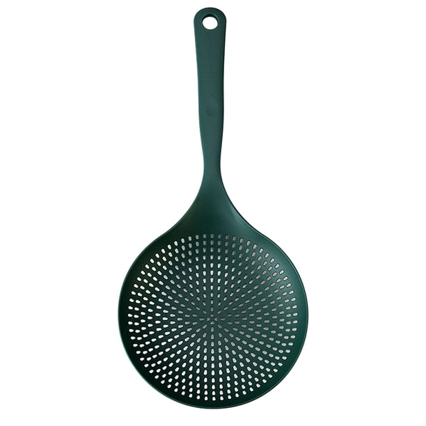 Cuchara de colador de mango largo - Colador grande para pasta, verduras, fruta - Malla plástica engrosada - Utensilio de cocina sin arañazos de 37,5 cm
