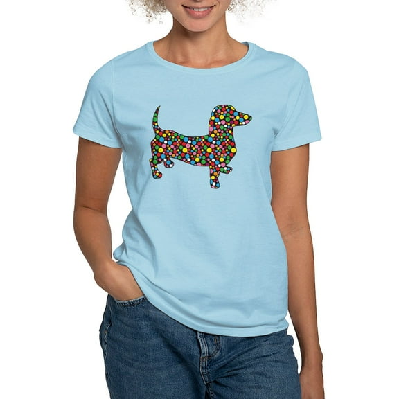 CafePress - Dachshund Polka Dots Women's Dark T Shirt - Women's Classic T-Shirt