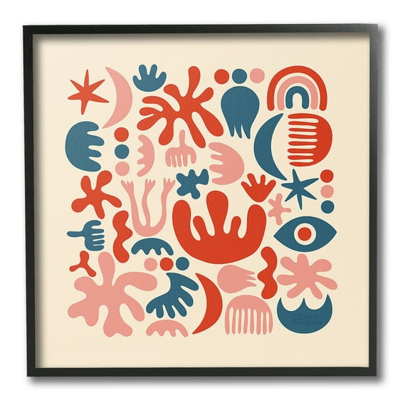 Stupell Industries Abstract Shapes Arrangement Abstract Painting Black Framed Art Print Wall Art, 12 x 12