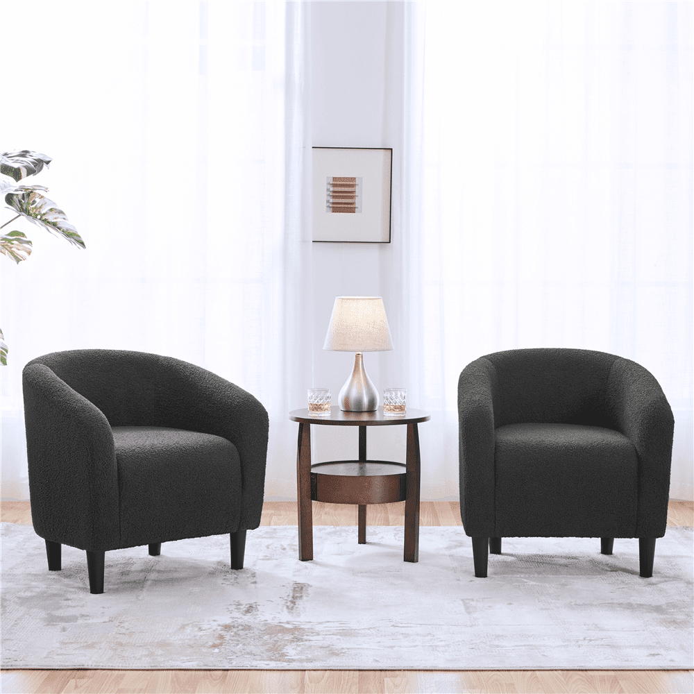Renwick Upholstered Barrel Accent Chair, Dark Gray