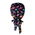 thumbnail image 3 of Women's Bouffant Scrub Caps Halloween Ghost Bat Print Working Cap Nurse Hat Surgical Cap with Button and Sweatband Ponytail Cap, Wash Cap, Baotou Cap, 3 of 4