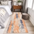 thumbnail image 4 of 2'x6' Rug Runners for Hallways Kitchen, Orange Blue Non Slip Entryway Beside Floor Carpet Runner, Minimalist Smear Abstract Art Painting Washable Laundry Room Bedroom Throw Rugs Mat for Family Pet, 4 of 8
