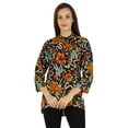thumbnail image 1 of Bimba Button Down Tunic Casual Printed 3/4th Sleeves Loose Fit Rayon Tunic Long Shirt Top For Women, 1 of 7