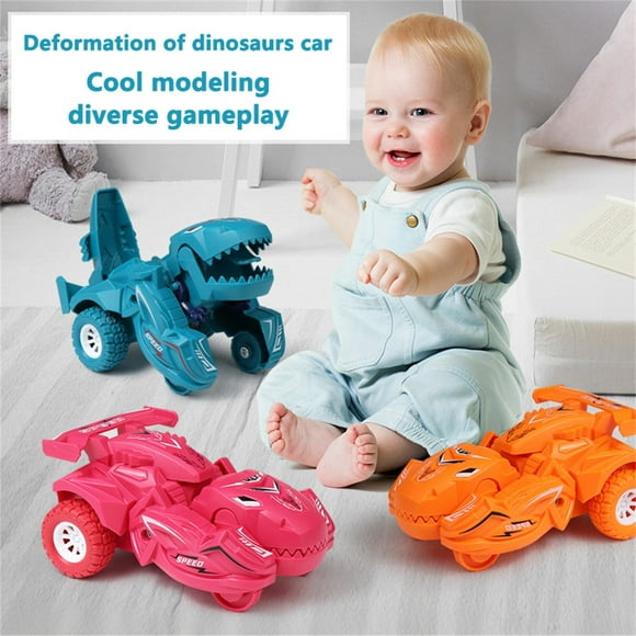 YEYDS Jouets Dinosaures Transformables, Jouet Voiture Dinosaure Transformable, Voiture de Course à Rétrofriction pour Garçons, Voiture de Course Dinosaure Amusante Liquidation Ventes Aujourd'hui Aubaines Prime