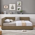 thumbnail image 2 of New Full Size Daybed, Velevet Upholstered Day Bed with Tufted Backrest and Armrests,L Shaped Corner Bed Frame with Wood Slat Support,No Box Spring, 2 of 10