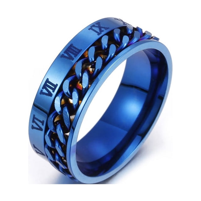 jewelry European and American personalized digital titanium steel ring rotatable chain ring decompression bracelet