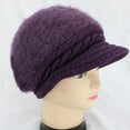 thumbnail image 3 of BLOCLOALO Womens Winter Plush Beanie Hat with Knit Visor Warm Fashionable Solid Colors Bomber Hats for Cold Weather Purple One Size, 3 of 3