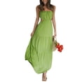 thumbnail image 1 of Faithtur Robe d'Été de Femmes Robe Cami Couleur Unie Spaghetti Sangle Taille Découpe Ouverte Dos Longue Robe, 1 of 9