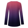 thumbnail image 5 of LYXSSBYX Womens Tops Long Sleeve Women Casual Gradient Printed Long Sleeve Round Neck Buttons Irregular Pullover Blouse Tops, 5 of 5