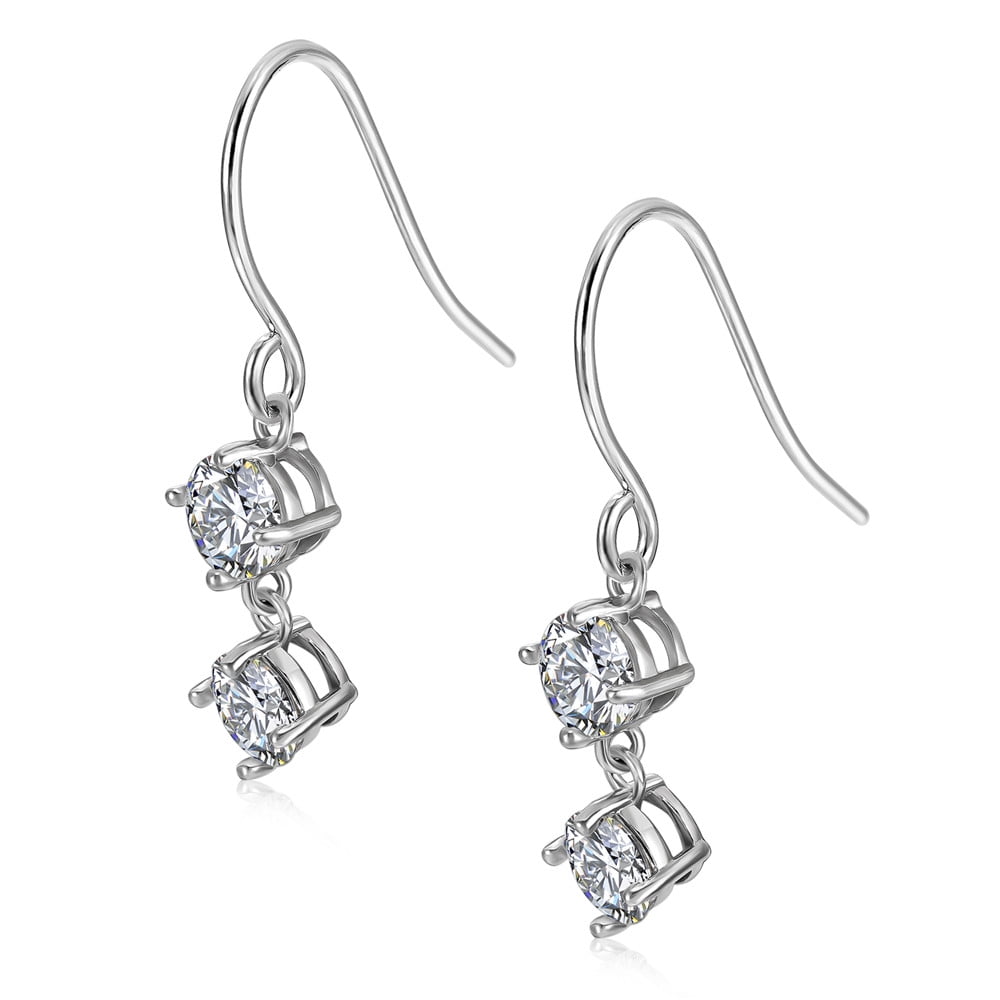 Moissanite by Cate & Chloe Talia 925 Sterling Silver Dangle Earrings 2.0TCW for Women, Gift for Her