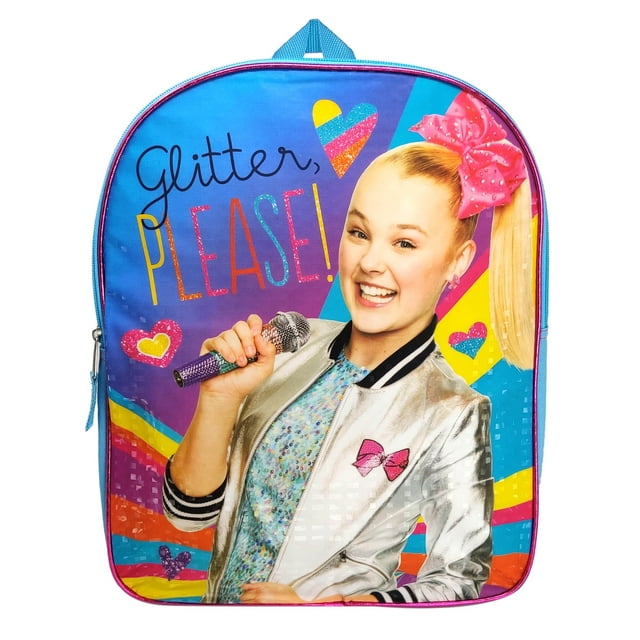 Girls JoJo Siwa Backpack 15" Glitter Please! Rainbow Hearts Pink Bow