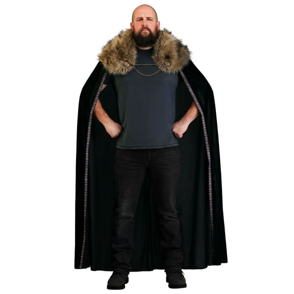 Black Faux Fur Collar Viking Cape