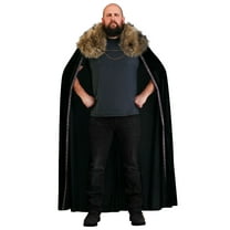 Black Faux Fur Collar Viking Cape