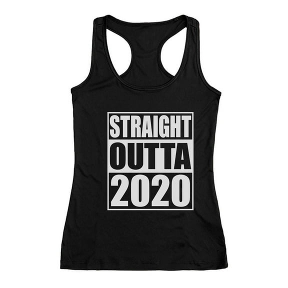 Tstars Womens Straight Outta 2020 Quarantine Happy New Year Racerback Birthday Tank Top