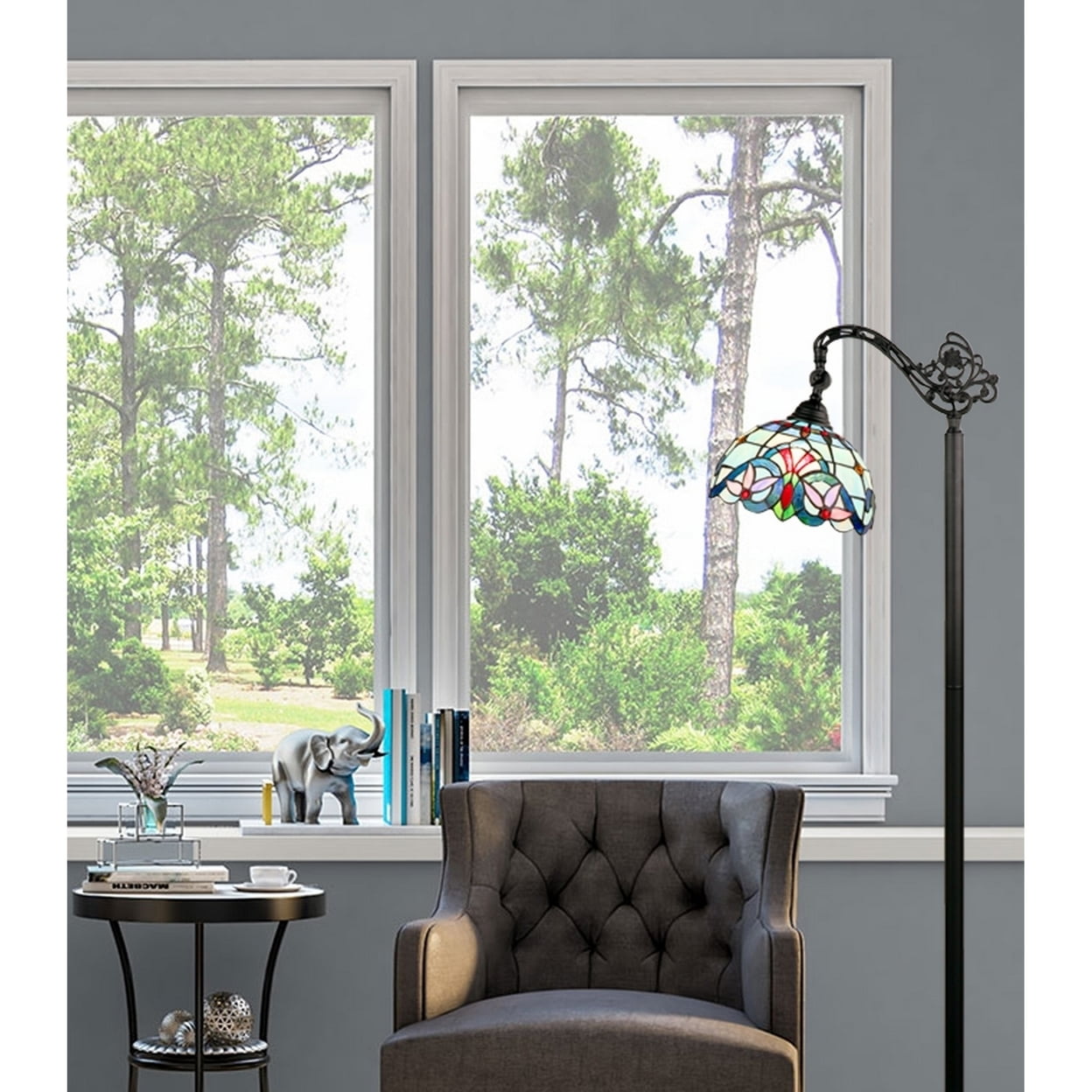 CHLOE Lighting GRENVILLE Victorian-Style 1-Light Dark Bronze Finish Reading Floor Lamp 11" Shade