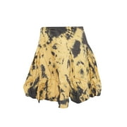 Mogul Women's Mini Skirt Yellow TIE DYE Cotton Short Skirts
