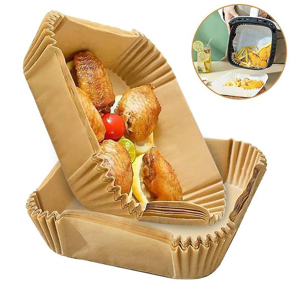 50/100 Pcs Doublure en Papier Jetable pour Friteuse à Air Chaud Tapis Antiadhésif Accessoires pour Friteuse à Air Plateau de Doublure pour Friteuse à Air Four Accessoires de Cuisson de Cuisine