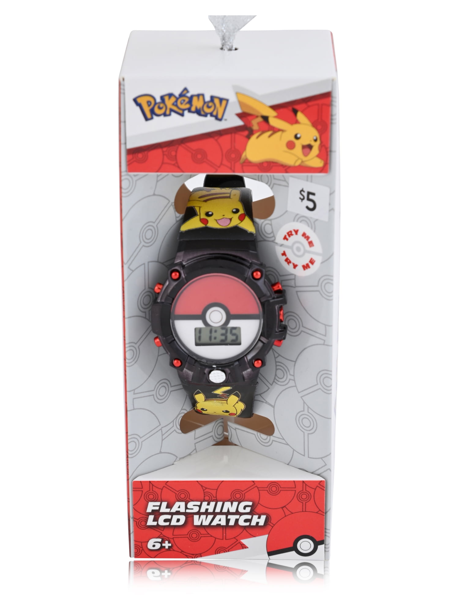 POK4394WM Pokemon Ball Kids Flashing Lights LCD Watch with Printed Strap
