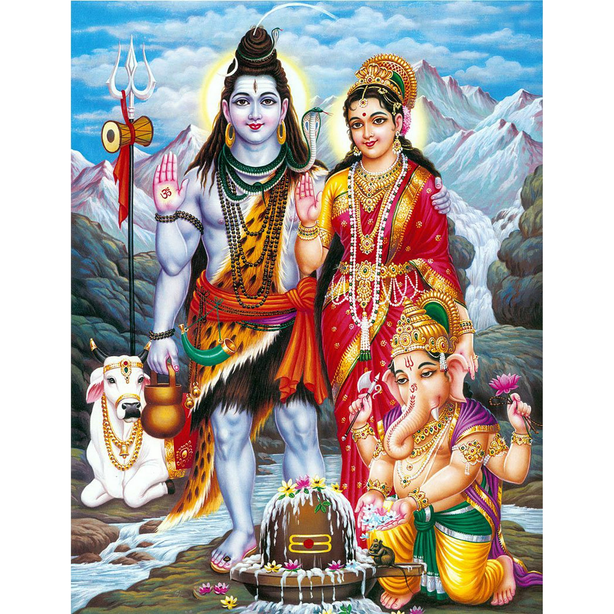 Shiva Parvati Ganesha with Nandi paper poster 14