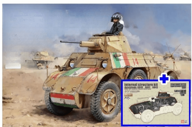 Italian Autobinda AB41 Armored Car + NM-3501 Internal Structure （Model Kit) Heavy Hobby & Lanmo 1/35 MM35005