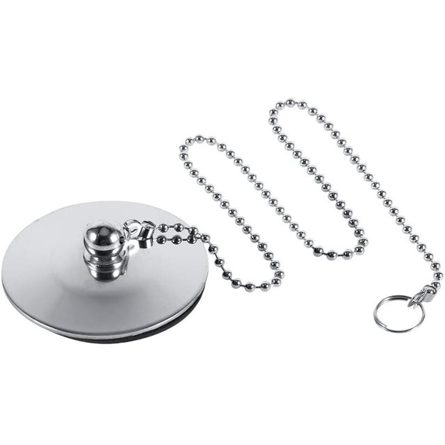 Tapón cromado para fregadero de bañera, tapón de drenaje de Metal sólido de 1,65 pulgadas con cadena para baño y cocina ER
