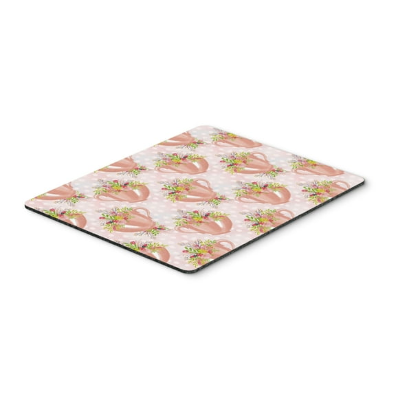 Tea Cup and Flowers Pink Mouse Pad Hot Pad or Trivet