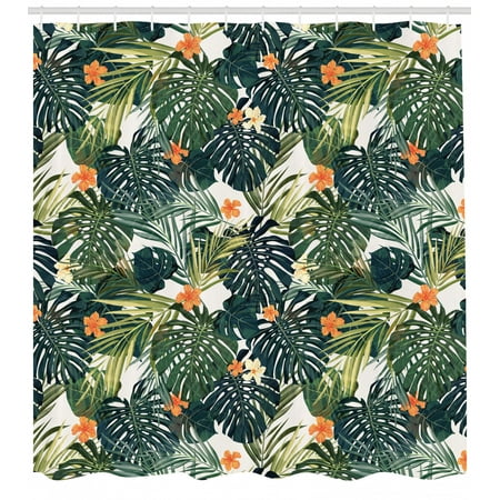 Hawaii Shower Curtain Colorful Palm Trees Tropical Plants With