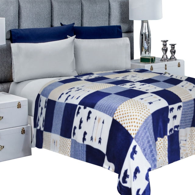 Frazada Matrimonial Ligera Estampada, Flannel Extra Suave MOD . ALE