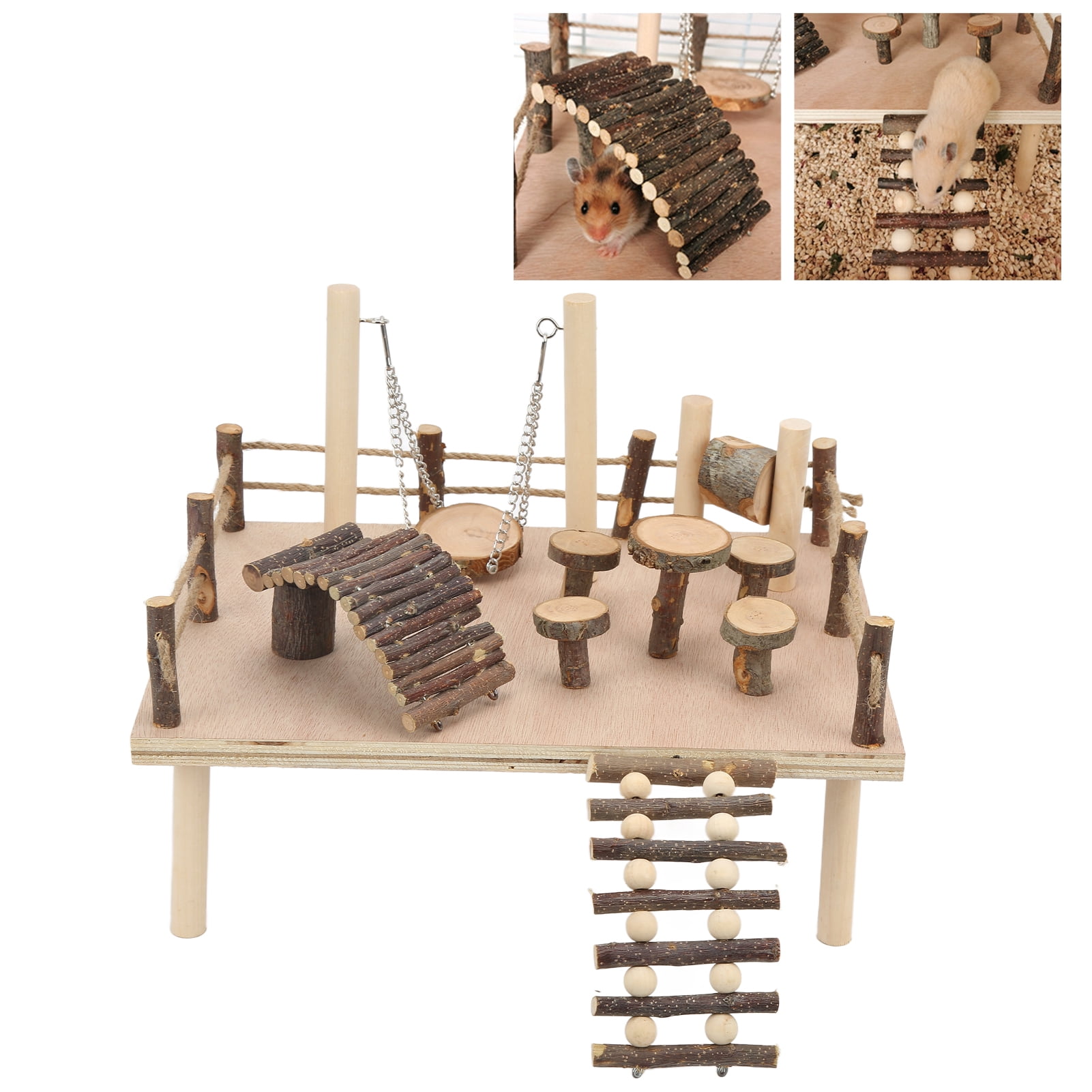 M Buder Hamster Natural Wooden Living Climbing System, Apple Wood Playground Set for Small Pets, 14.96 inches / 38.00 cm