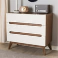 thumbnail image 2 of Baxton Studio Calypso 3 Drawer Chest in White and Walnut, 2 of 8