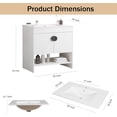 thumbnail image 2 of Bathroom Vanity with Top and Sink, Modern Single Vanity with 2 Soft-Close Doors and Open Shelf, Solid Wood Bathroom Cabinet White Ceramic Basin, 2 of 8